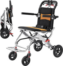 Lightweight 19Lbs Foldable Wheelchair for Seniors - Portable Durable, 220Lbs C