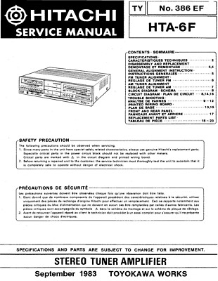 Service Manual-Anleitung für Hitachi HTA-6 F 