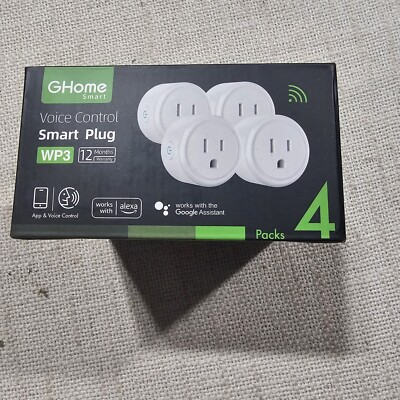 New Ghome Smart Voice Control Smart Plug WP3 White - 4 Plugs, 2.4ghz wi-fi
