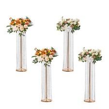Crystal Wedding Flowers Stand Luxurious Centerpieces 4PCS 35.43inch Tall