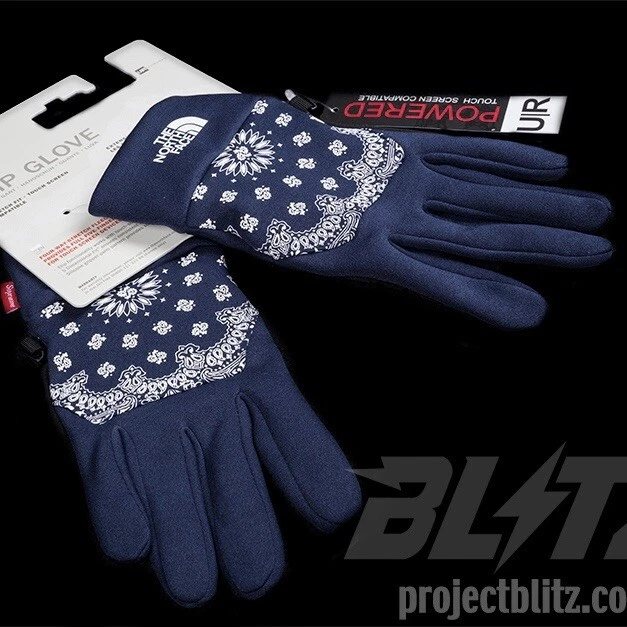 GANTS BANDANA ETIP FW14 SUPREME THE NORTH FACE MARINE taille M Medium 2014
