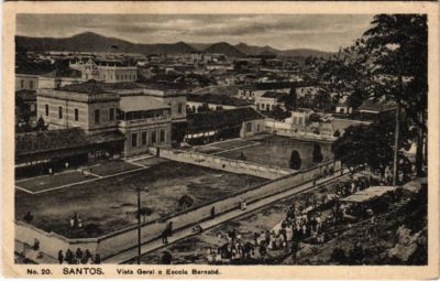 PC CPA BRASILIEN, HEILIGE, ÜBERSICHT UND BARNABAS SCHULE, VINTAGE POSTCARD (b11436)