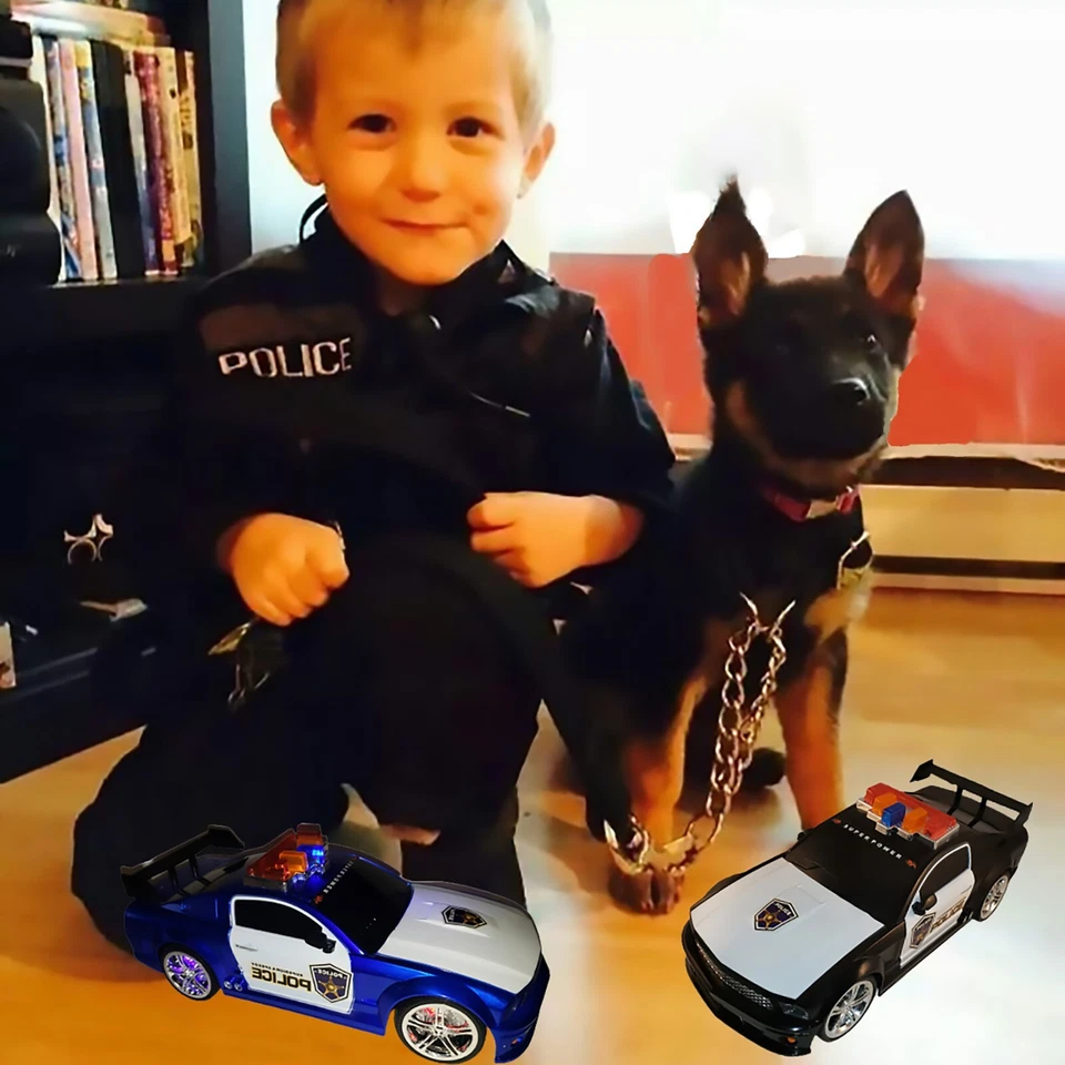 Remote Control Toy Car Lights Sirens Police Action Sports RC Gift for Boys-Black - Image 4 of 4