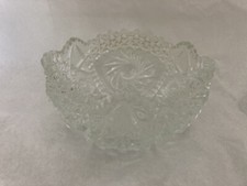 Crystal Glass Serving Bowl pressed clear glass Etched Star Pattern 7.5