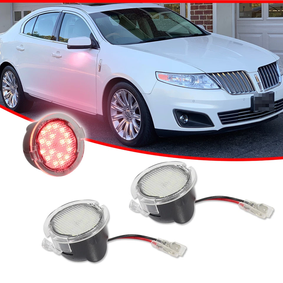 Luz de charco de espejo lateral LED roja para Ford F-150 Explorer Expedition Edge Taurus Foto 2 de 4