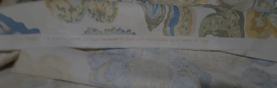 Lee Jofa fabric La Cinta lemon blue, gold green floral 43"L x 55" W new - Image 4 of 4
