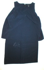New Ann Taylor Dress Crepe Layered Dress Dark Navy Blue 2 Womens Sleeveless Work