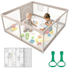 47x47 Babies and Toddlers Playpen with Mat - Visible Mesh and Zipper Opening