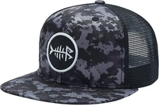 BASSDASH Flat Brim Trucker Cap Adjustable One Size, Night Digital Camo 