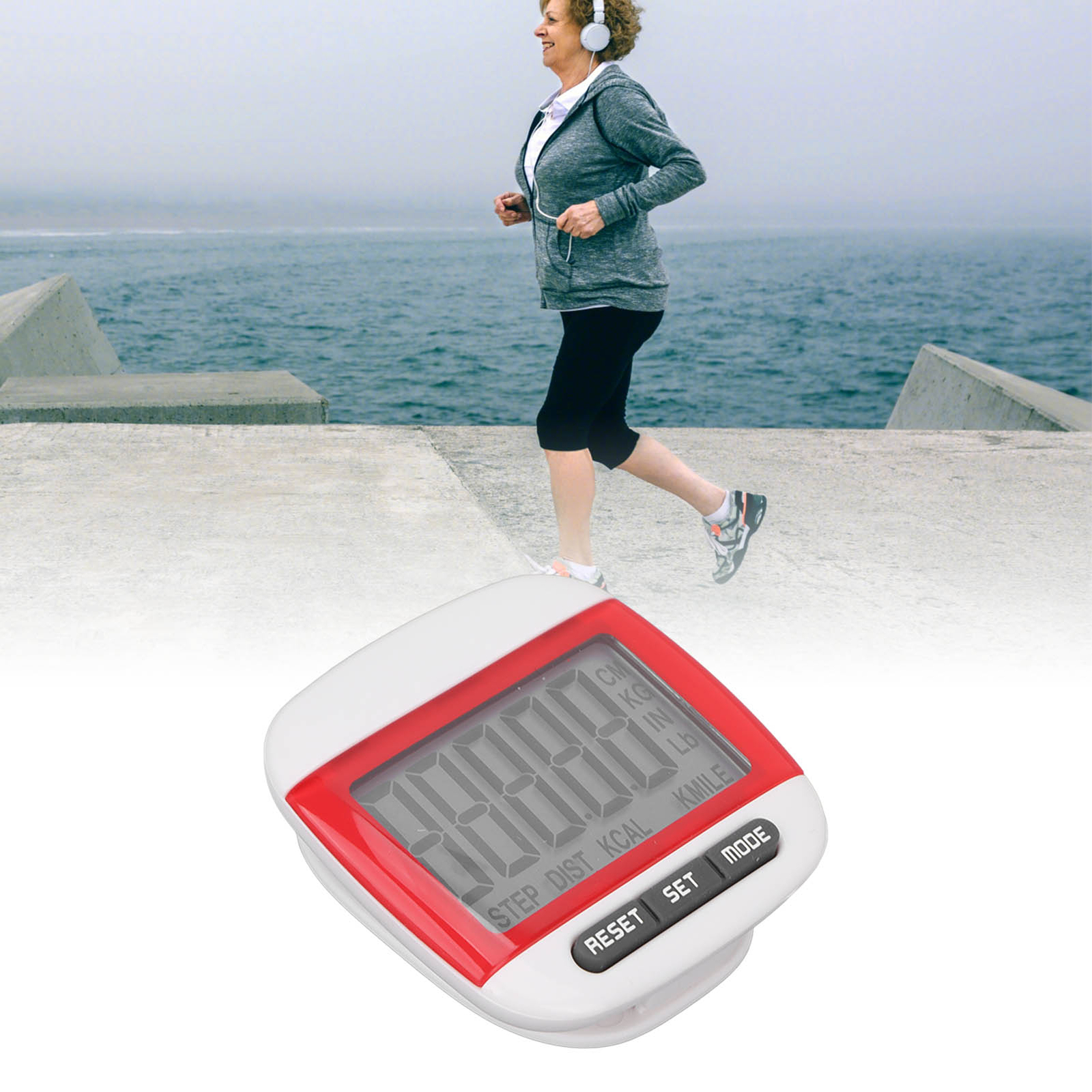 (Red)Pedometer Accurately Step Counter Mini Portable Sports Pedometer