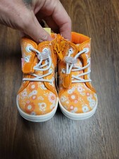 Oomphies High Top Orange Floral Sneakers Girls Zipper Close Size 6