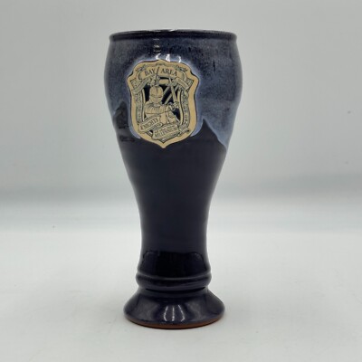 Bay Area Knights of the New Millenium 2000 Renaissance Blue Ceramic Goblet 8in