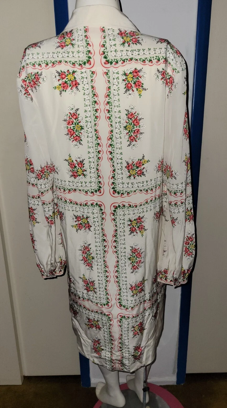 Abito Camicia Tory Burch Cora Seta 0 $498 Velo da Giardino XS NUOVO CON ETICHETTE