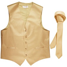 New Men's Formal Tuxedo Vest Waistcoat 1.5" skinny Necktie beige prom wedding