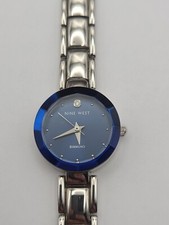 Nine West Blue Dial Diamond Silver Tone Women s Watch New Battery