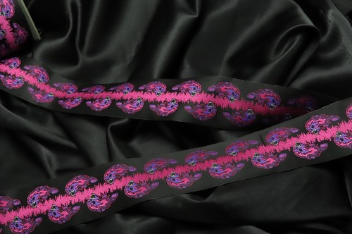 Jacquard Ribbon 2" (50mm) Fireball Skull Soundwave - priced per yard - Picture 14 of 21