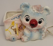 Relpo Japan Ceramic Light Up Circus Bear Childs Lamp Baby Accessories Holder HTF