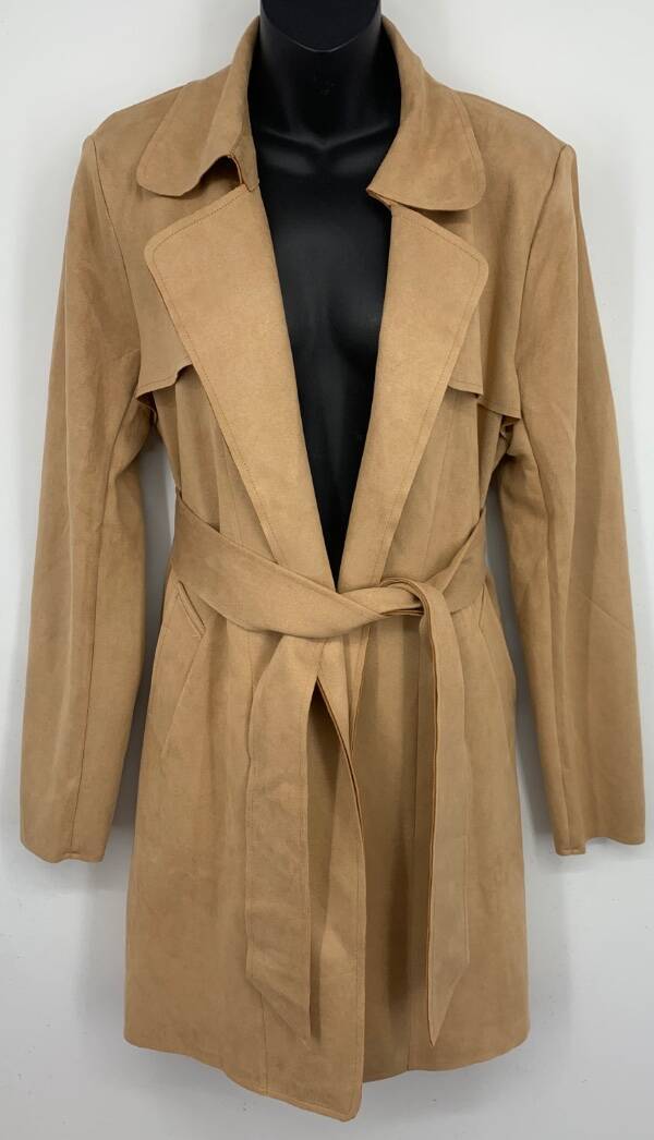 Anthropologie Solitaire Jacket Size Large L Beige Tan Trench Drape Women New