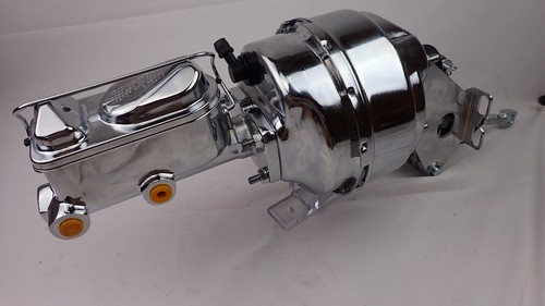 Mopar power brake booster master cylinder chrome 1 1/16 bore A B E body Cuda - Foto 7 di 8