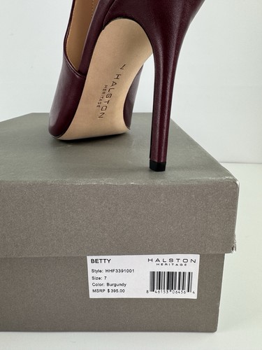 $395 Halston Heritage NIB 7 US 37 EU Burgundy Leather Betty Heels Pump Shoes - Picture 8 of 11