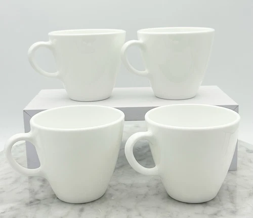 Set of 4 - Corning Centura Mugs Cups Tea, Coffee ~ Classic White ~ NEW!
