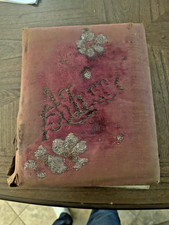 Antique Victorian Red Velvet Photo Album With Photos