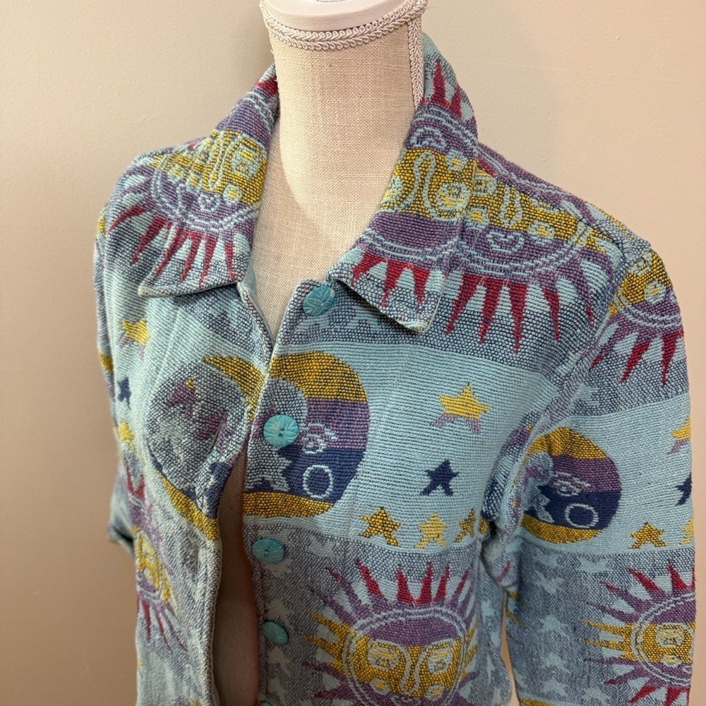 Sun & Moon Celestial Patterned Button Front Jacke… - image 9