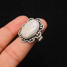 Crazy Lace Agate Gemstone 925 Sterling Silver Jewelry Ring Size 7