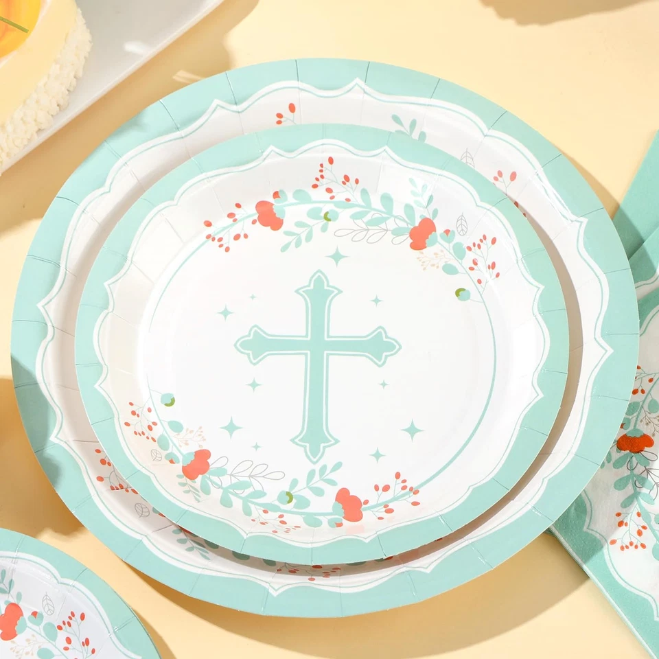Набор тарелок и салфеток для крещения 25 гостей украшения для мальчиков - Изображение 4 из 4