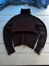 🚨VNTG HOLLAND COOPER BIG KNIT BROWN SWEATER LUXURY WOMEN/UNISEX BUTTON