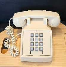 Premier Beige Desk Vintage Retro Push Button Telephone By Bell System 