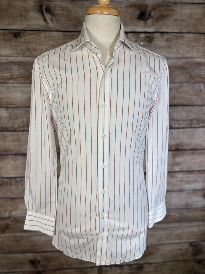 Camisa Cesare Attolini Algodón Lino Talla 43 - 17 (se adapta más pequeña) bs77 Foto 4 de 4