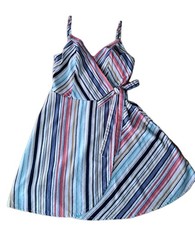 Speechless Women's Stripe Dress Pink Blue Size Small Zip Back Spaghetti Straps