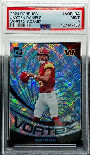 2024 Donruss - Jayden Daniels Vortex Cosmic Prizm /100 Rookie (RC) Mint PSA 9