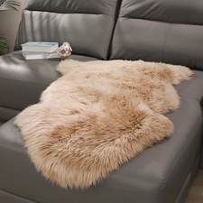 Genuine Fluffy Sheepskin Rug, Shaggy Wool Fur Lambskin Throw Pad for Bedroom ...