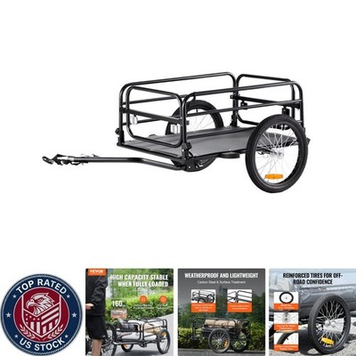 Durable Foldable Bike Cargo Trailer - 160 lbs Load Capacity with Universal Hitch