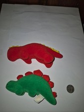 Set of 2 1992 Vintage Dakin Dinosaur Stuffed Animal Plush TT16