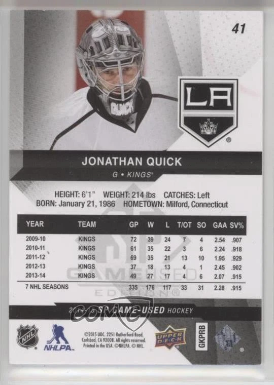 2014-15 SP Game Used /32 Jonathan Quick #41 - Image 2 of 2