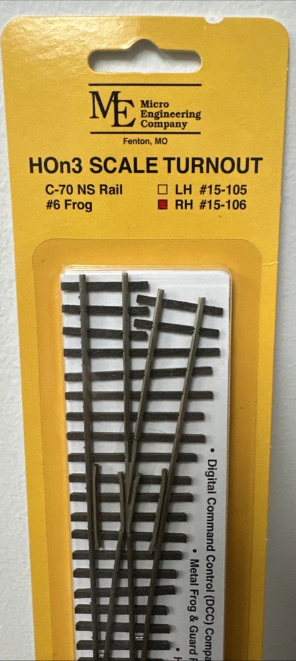 Micro Engineering HOn3 #15-106 Right Hand #6 Turnout Code 70 Nickel Silver NIP! - Image 2 of 4