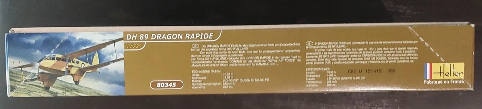 HELLER 80345 DH 89 Dragon Rapide - kit 1/72 INTATTO (Vintage) - Immagine 4 di 4