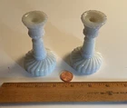 2 Antique French Opaline Glass Candle Holder White Milk Portieux Vallerysthal