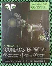 KASOTT SOUNDMASTER PRO V1 Gaming Earbuds DUAL AUDIO DRIVERS PS4/5 PC Mac Switch