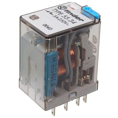Industrie-Relais 12VDC 4x Wechsler 140 Ohm 250VAC/ 7A Finder 55.34.9.012.0040