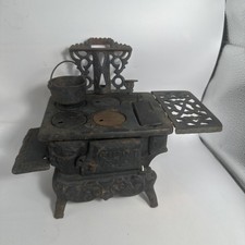 Vintage Cast Iron Miniature Toy Stove Crescent Model with Accessories