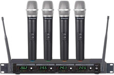 4 Handheld Wireless Microphone Cordless Mics System, Ideal for Church, Karaoke,