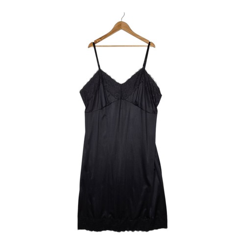 Velrose Full Slip Sz 48 Black Nylon Black Lace Accents NEW