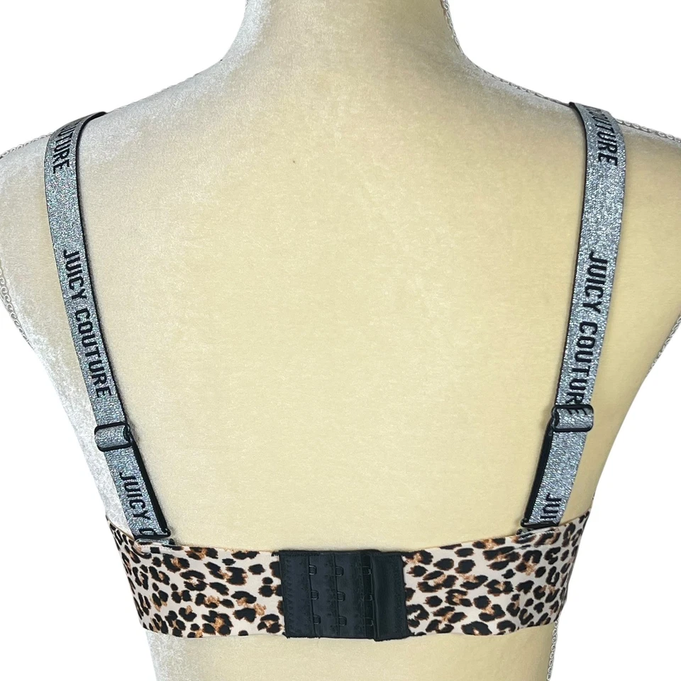 Sutiã suculento de alta costura leopardo push up sexy prata logotipo alças tamanho 36B - Imagem 2 de 4