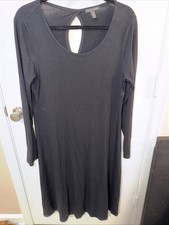 Eileen Fisher Black Viscose  Scoop Neck Dress Medium
