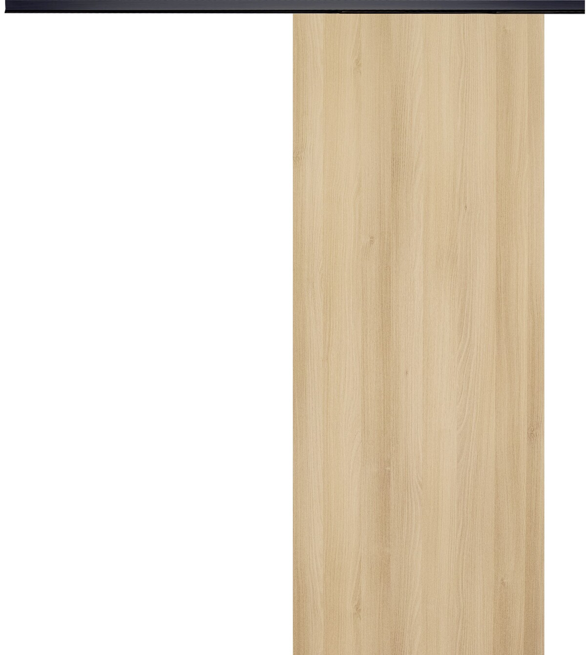 Porte coulissante 83 cm à gain de place avec rail alu silencieux et finition chêne