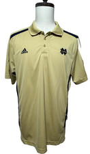 Notre Dame Adidas Shirt Mens Large Polo Gold Climalite Short Sleeve